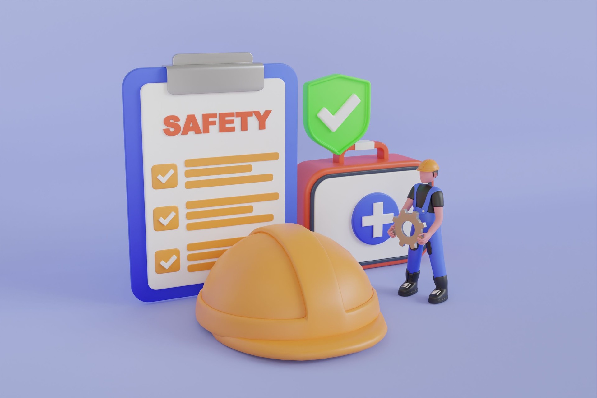 An operation staff is using the safety checklist sheet to verify hazard before work. Before Start Work Checklist, Safety and Health Concept. 3d illustration